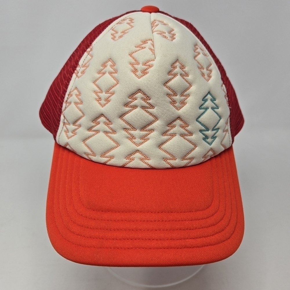 THE NORTH FACE RED MESH SNAPBACK TRUCKER HAT BASEBALL CAP OUTDOOR WOMEN OS TREES